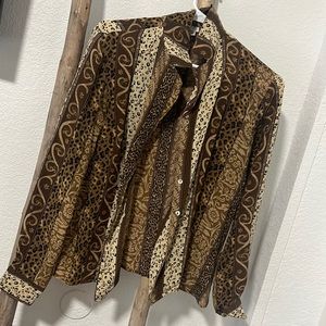 Silk cheetah print blouse, size M
